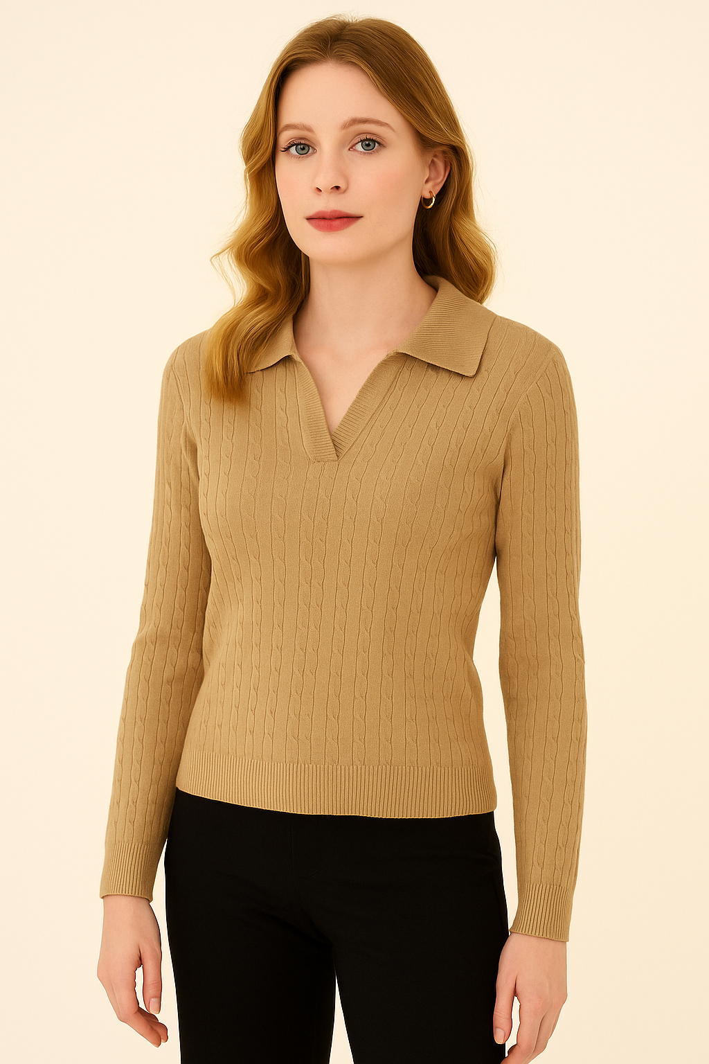 Blusa Knit Tipo Polo Acanalada