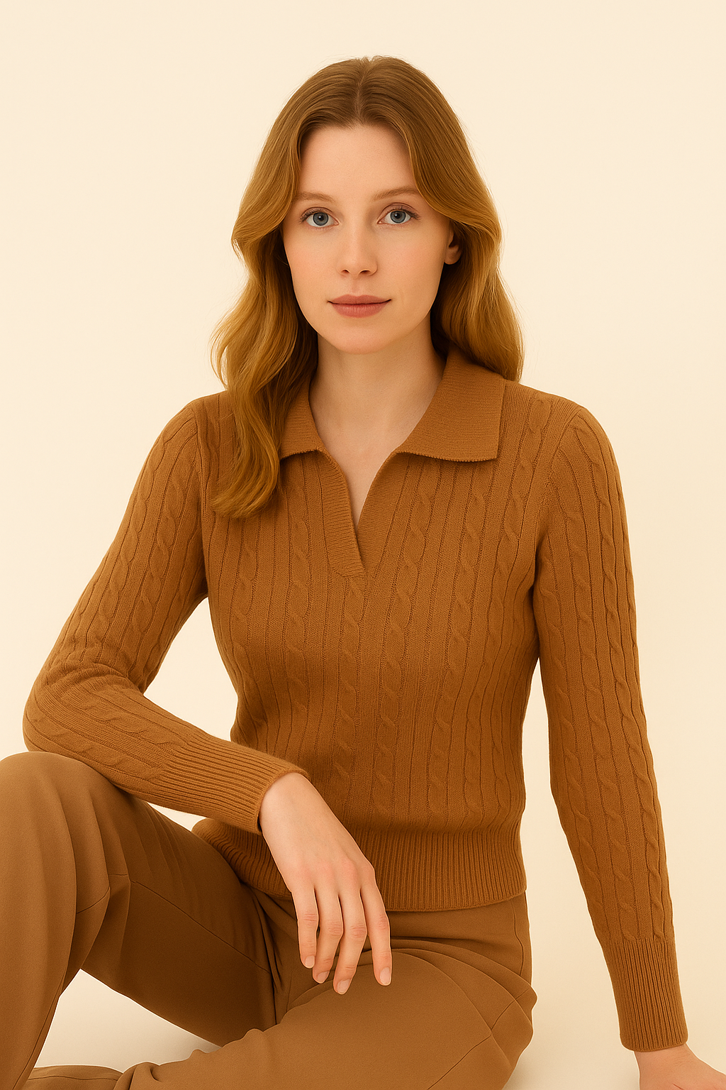 Blusa Knit Tipo Polo Acanalada