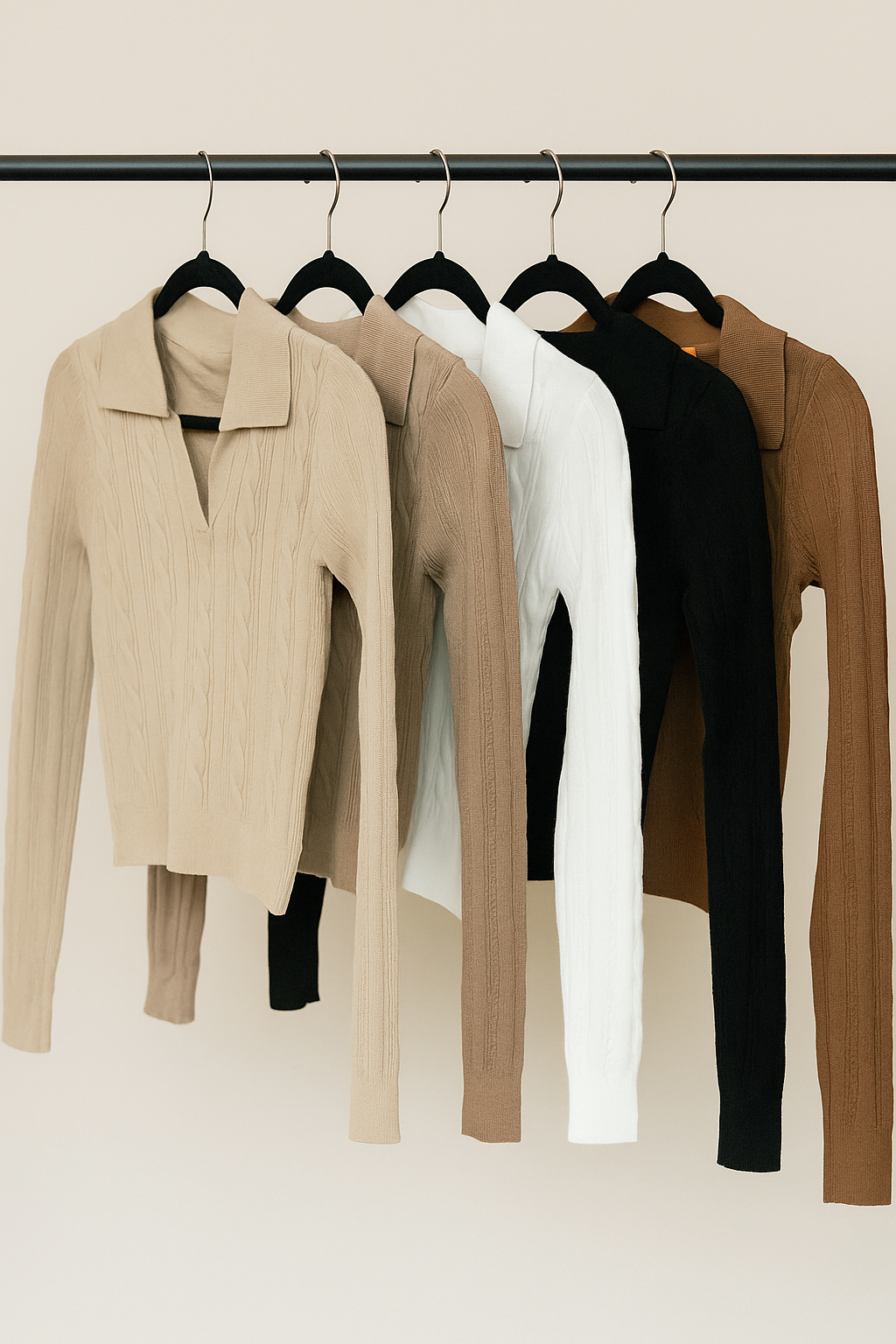 Blusa Knit Tipo Polo Acanalada