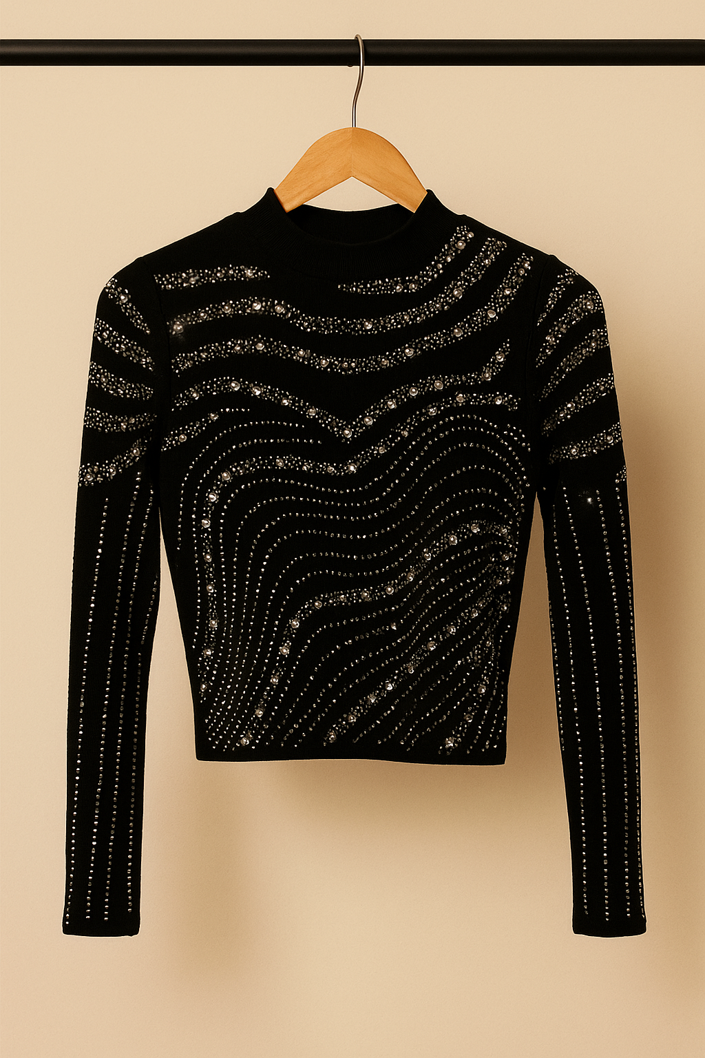 Blusa manga larga brillos asimétricos  KL20363