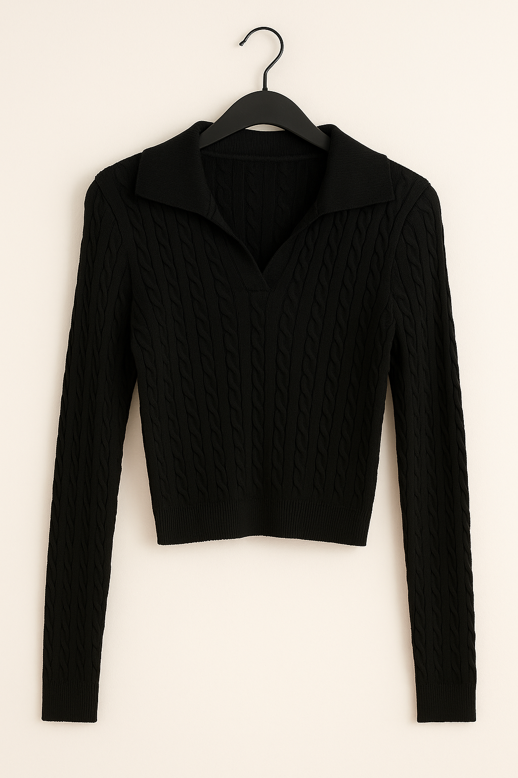 Blusa Knit Tipo Polo Acanalada