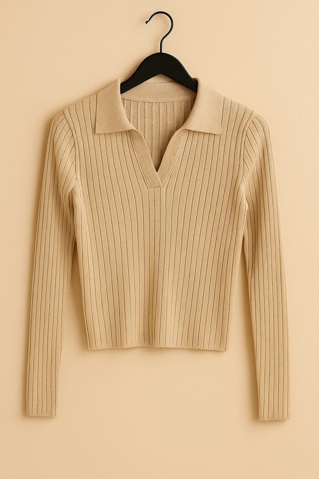 Blusa Knit Tipo Polo Acanalada