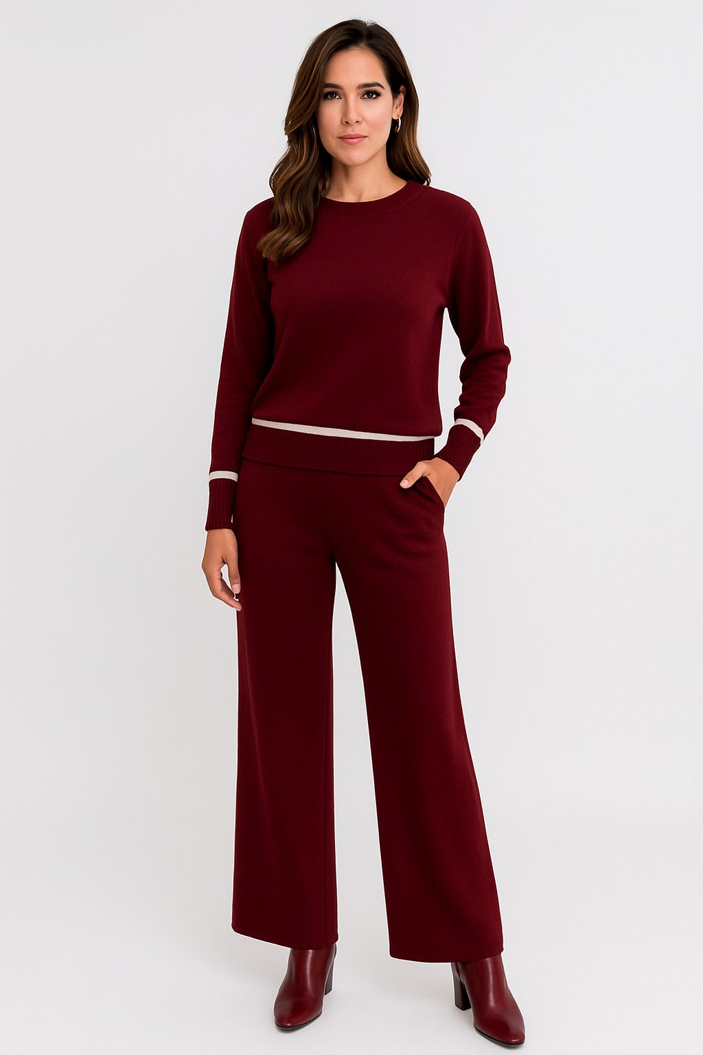 Conjunto invierno rayas en la manga