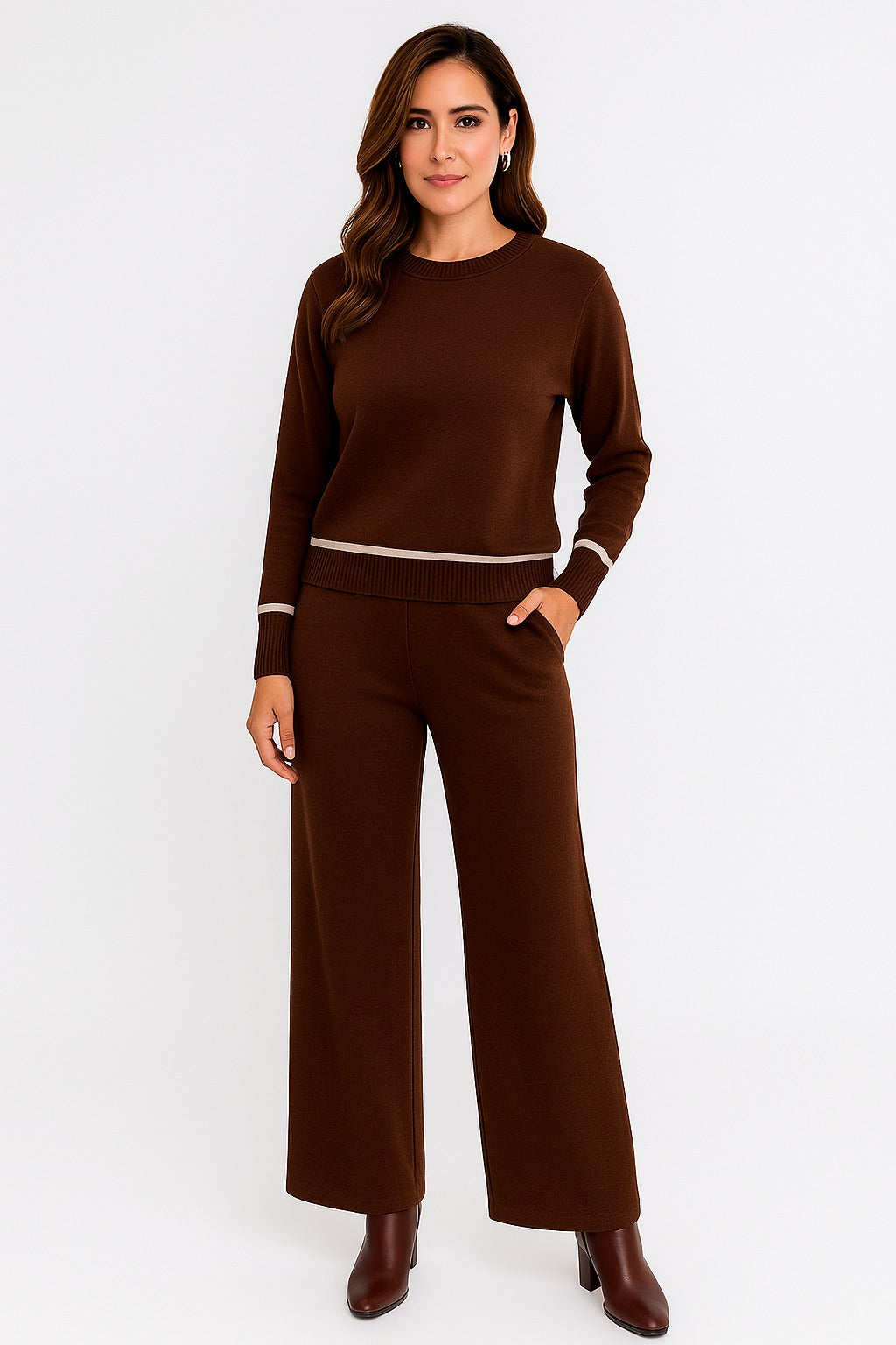 Conjunto invierno rayas en la manga